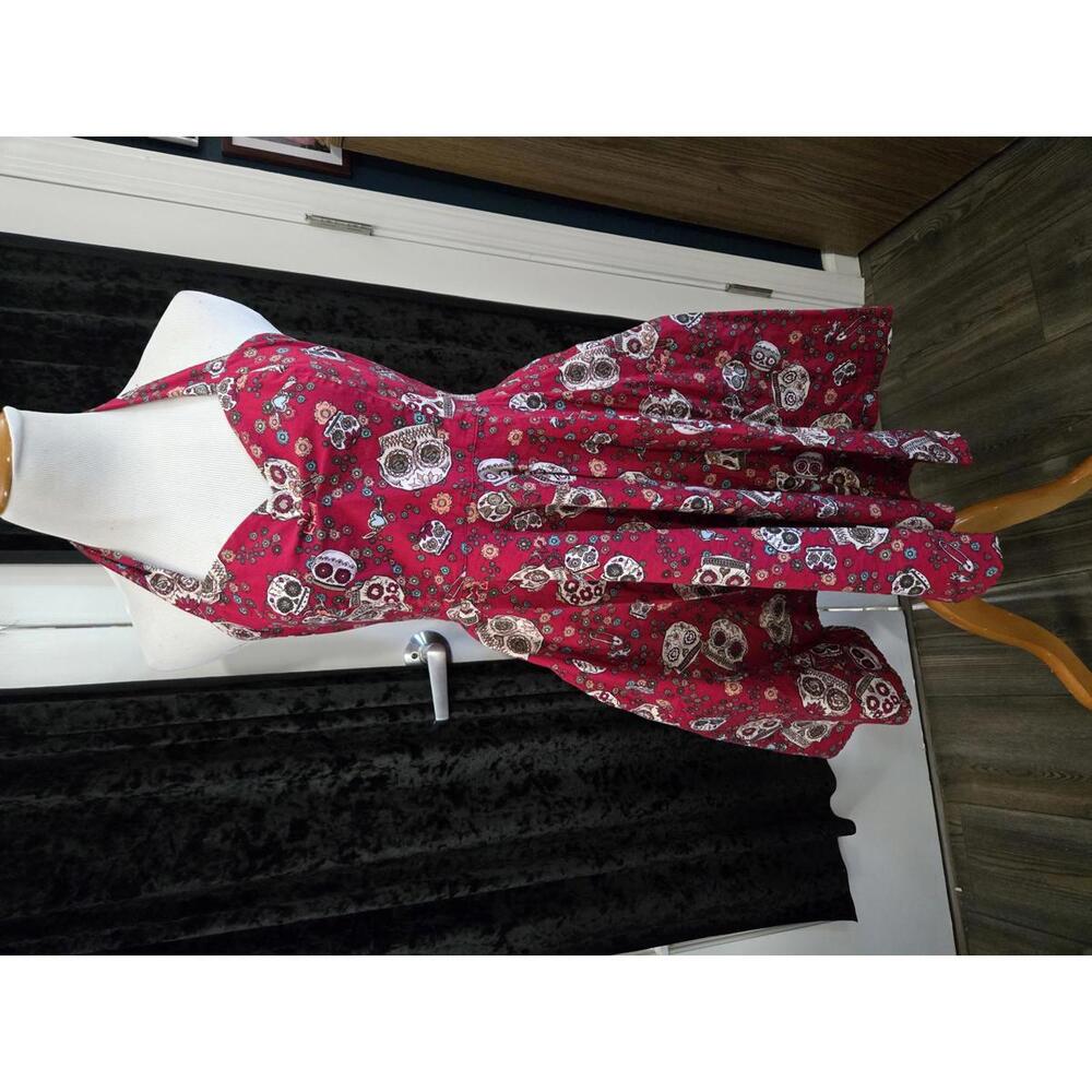 Hell Bunny sugar skull swing halter dress pin up